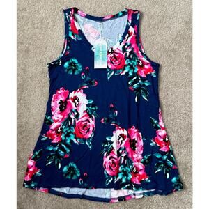 Floral Sleeveless Loose Soft Casual Short Dress Pockets Women Medium NEW NWT